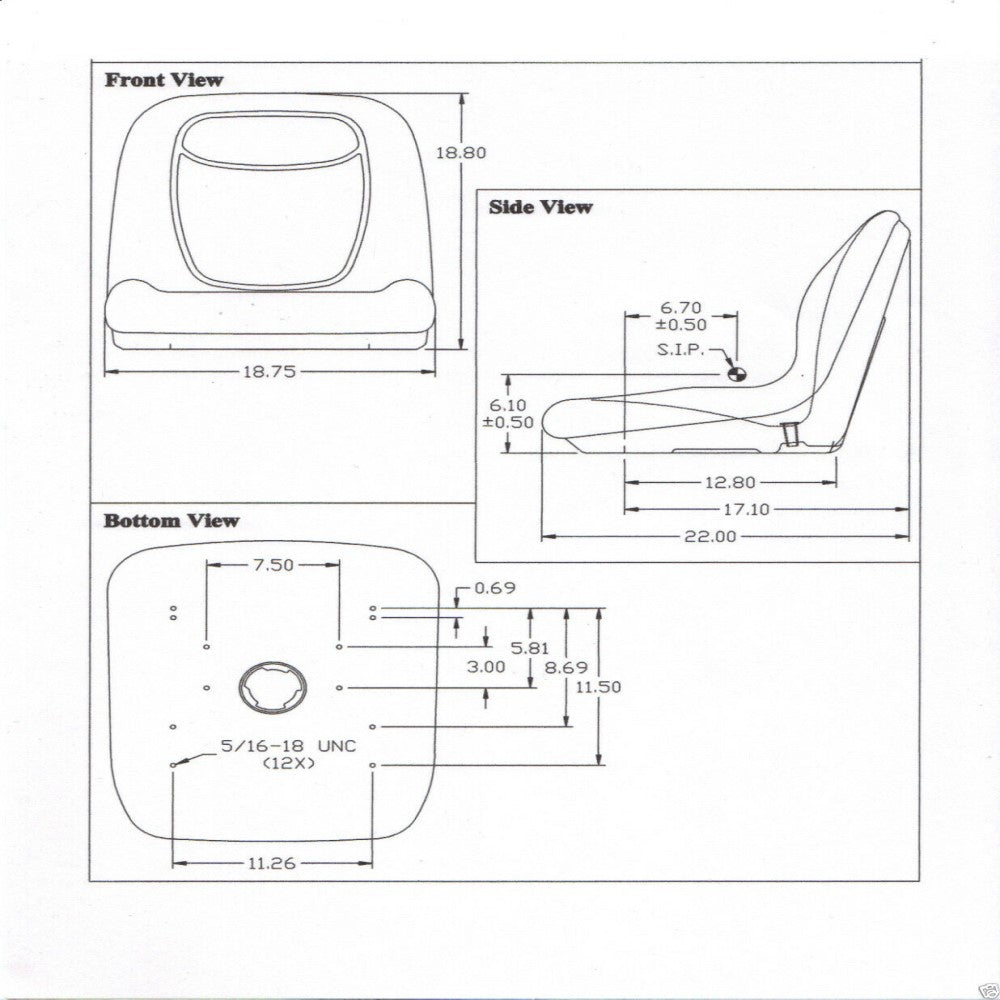 Black Seat Fits New Holland LS120 LS125 LS140 LS150 LS160 LS170 LS180 LS185 &190
