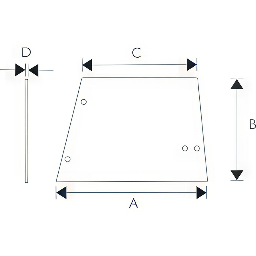 Cab Glass - Side Window RH or LH Fits John Deere 2140 1750 1640 2040 3040 2250
