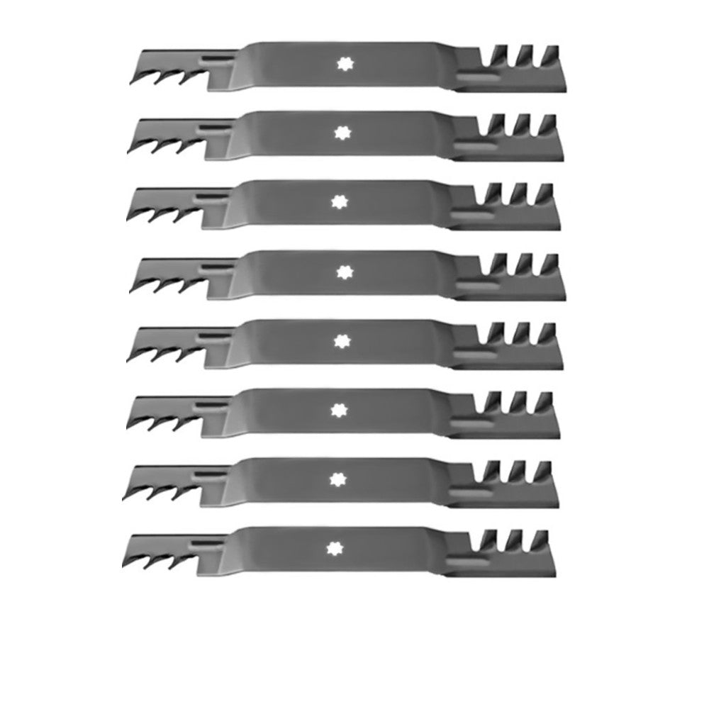 Qty 8: Toothed Mulching Mower Blades
 Fits John Deere Replaces 92-615