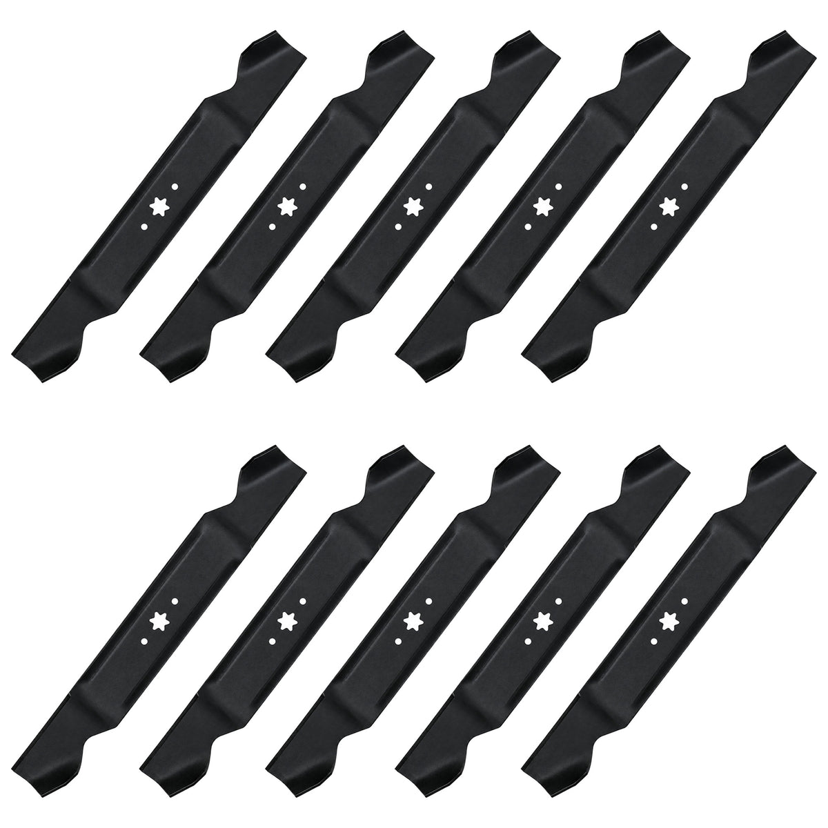 Set of (10) 21-3/16" X 6 Point Star Mower Blades  Fits Multiple Mower Models