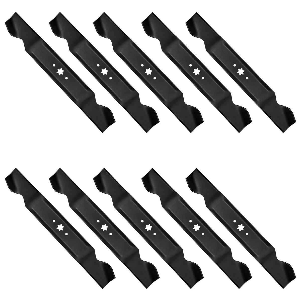 Set of (10) 21-3/16" X 6 Point Star Mower Blades  Fits Multiple Mower Models