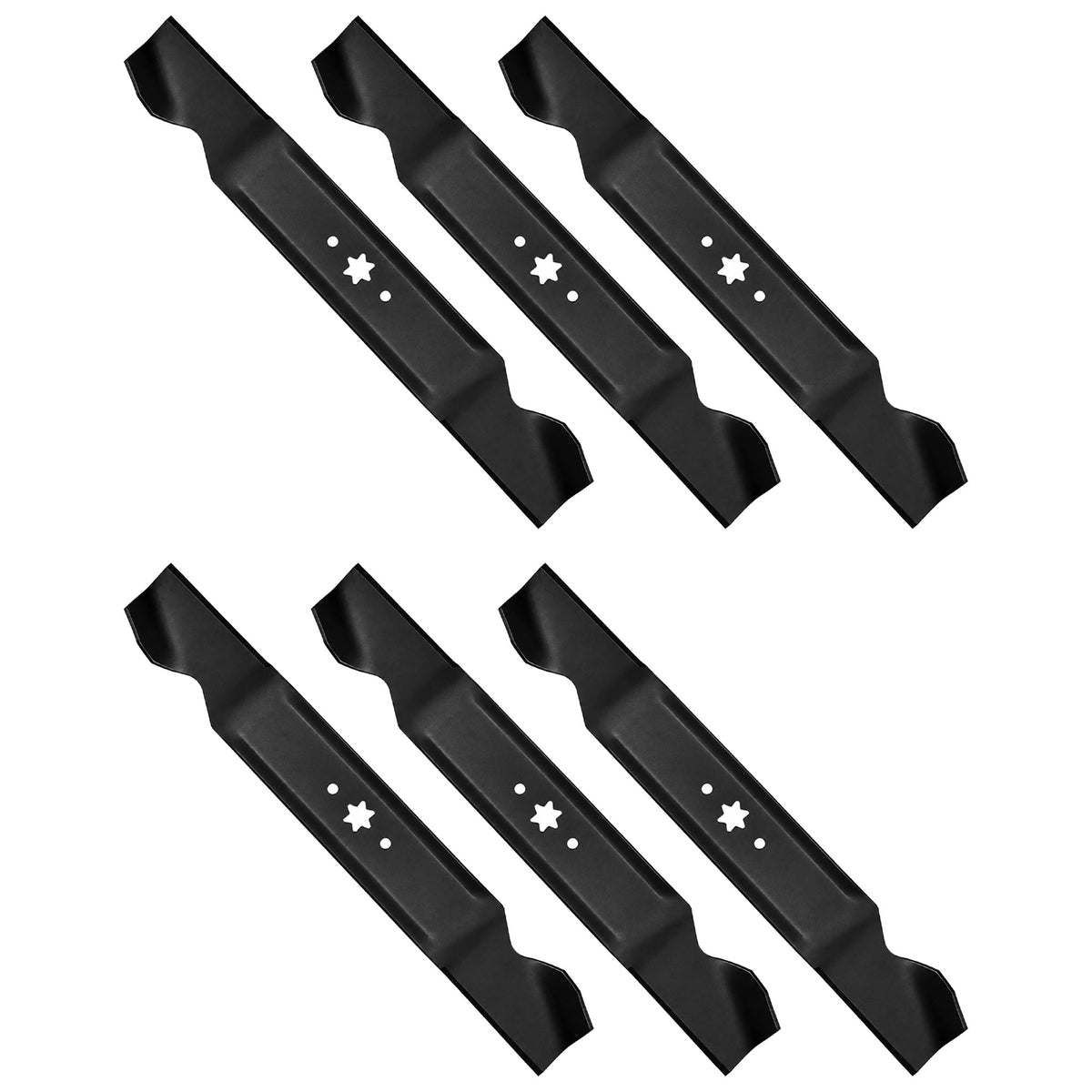 Set of (6) 21-3/16" X 6 Point Star Mower Blades Fits Multiple Mower Models
