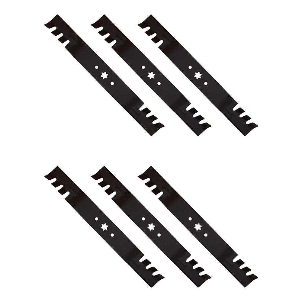 (6) Replacement 21-3/16" X 6 Point Star Mulching Blades- Toothed Fits MTD Mowers