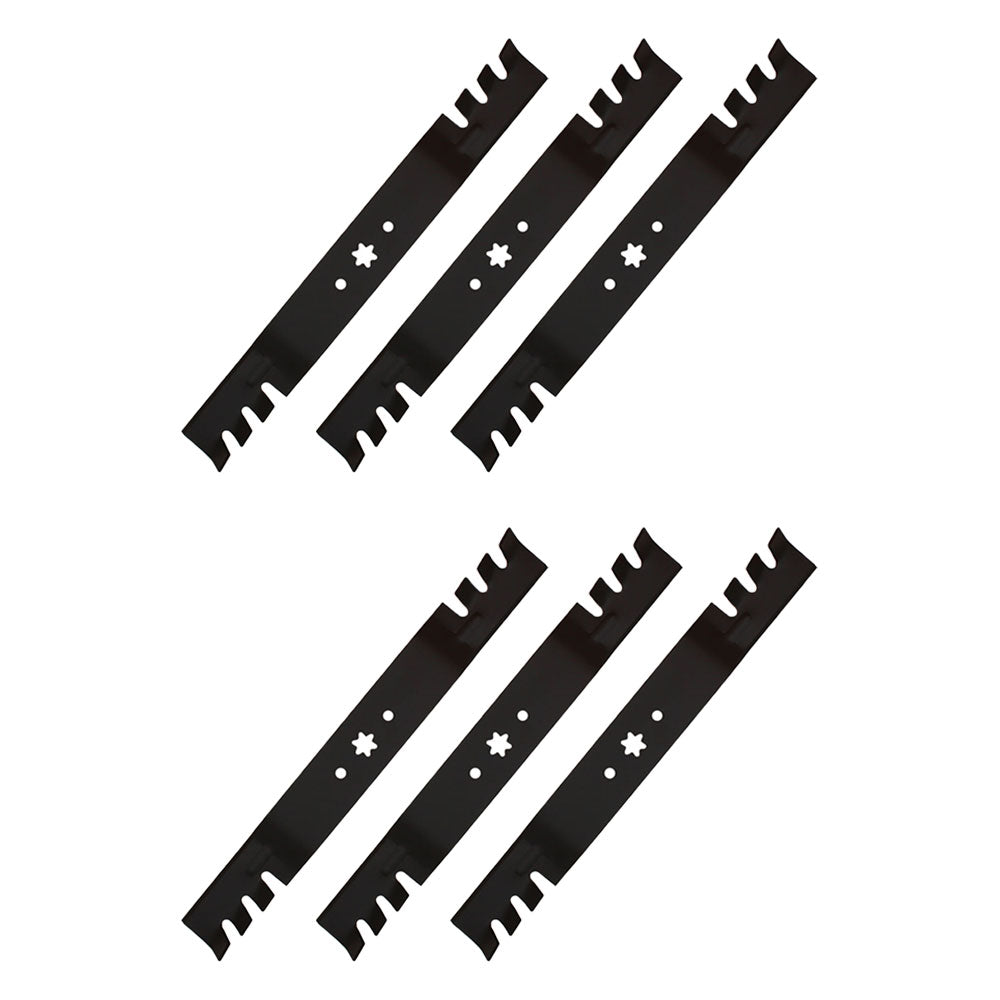 (6) Replacement 21-3/16" X 6 Point Star Mulching Blades- Toothed Fits MTD Mowers