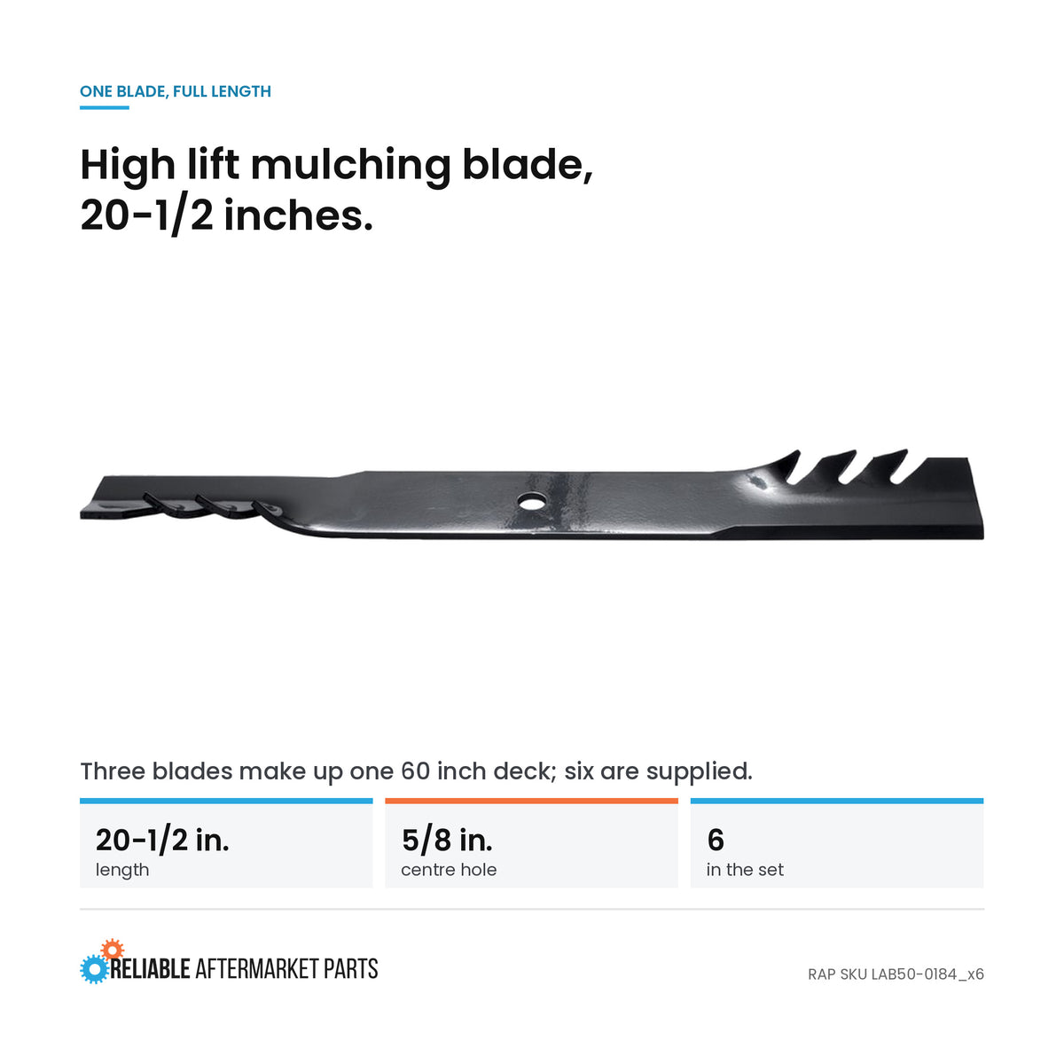Qty 6: Mulching Blades Fits Dixie Chopper Replaces 30227-60