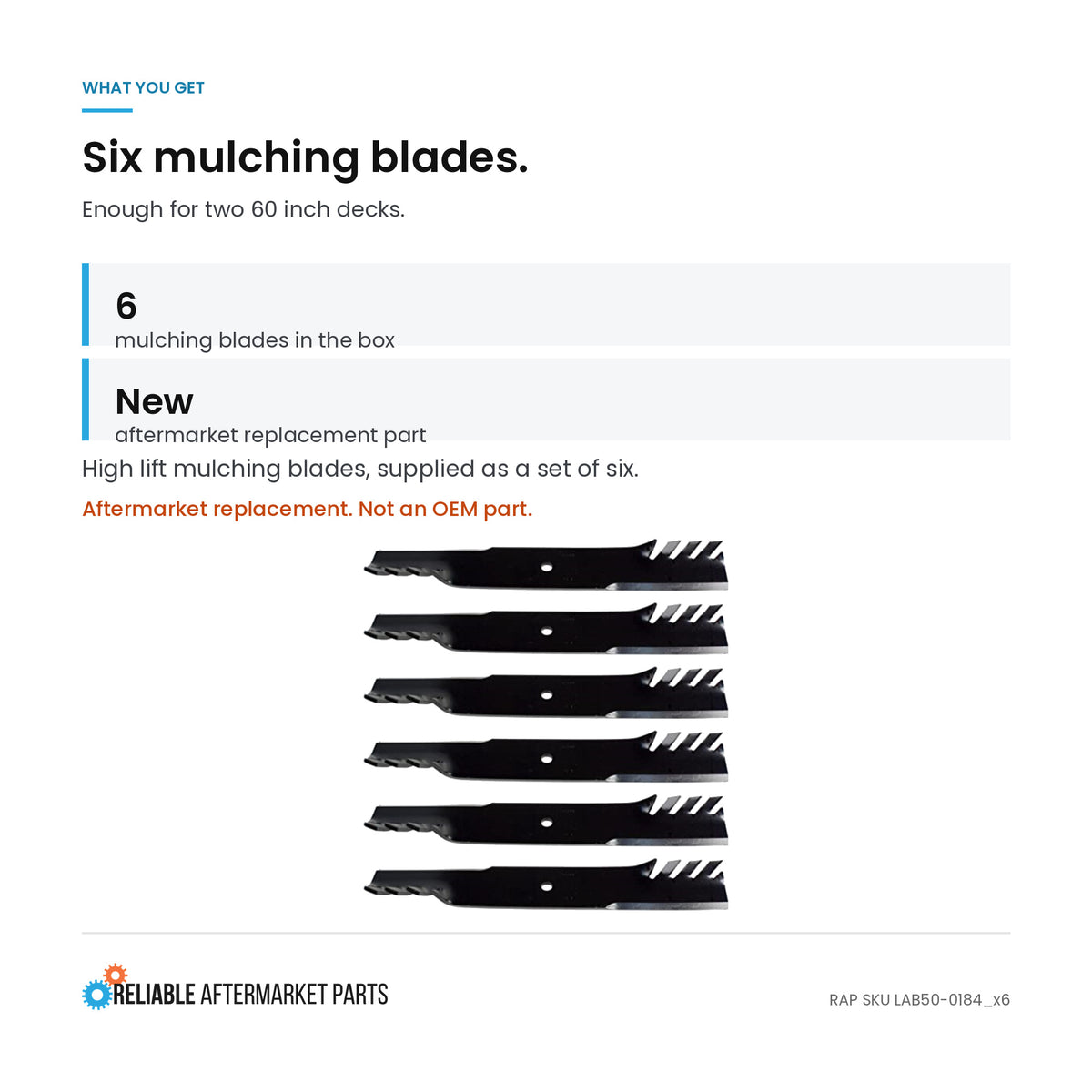 Qty 6: Mulching Blades Fits Ariens Replaces 03253900