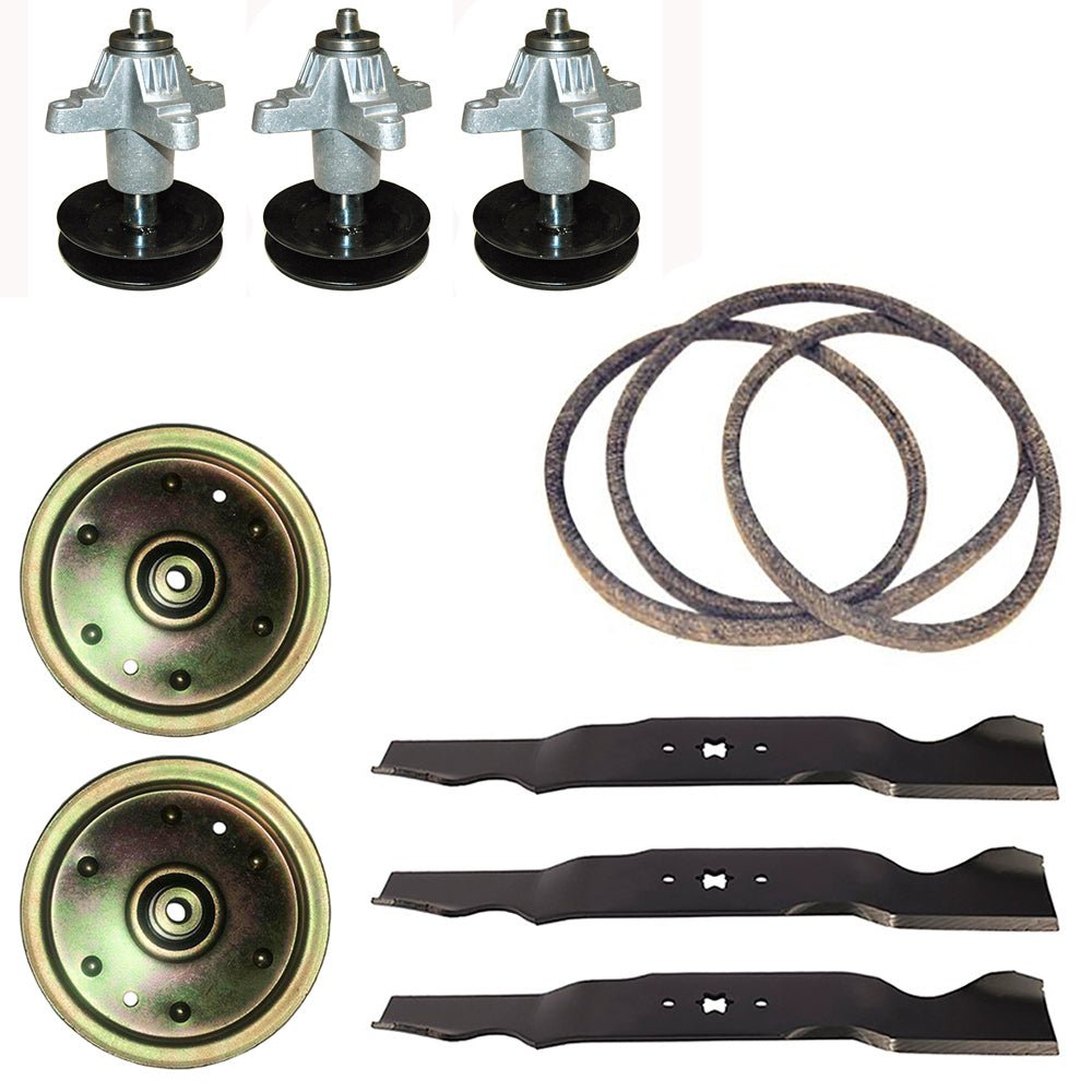 54" Deck Rebuild Kit Fits Craftsman 247.2506.10 Blades Spindles Pulleys Belt