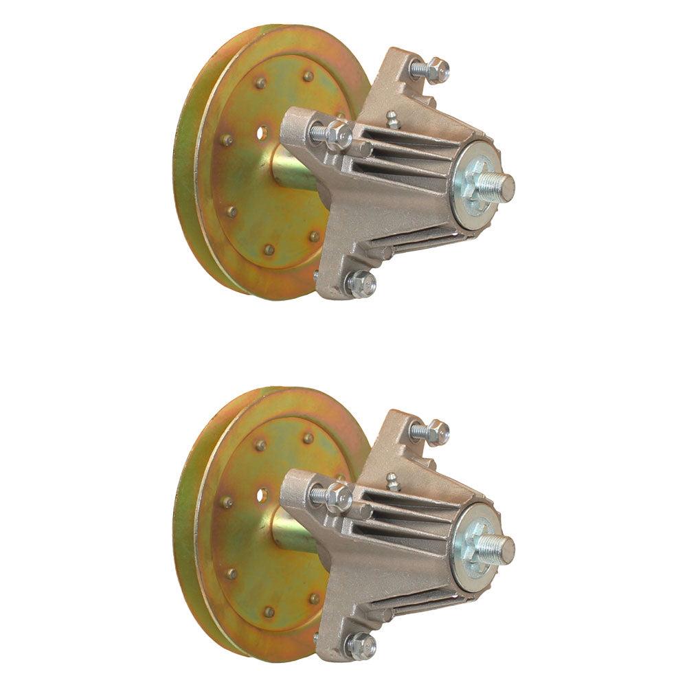 (2) Spindle Assemblies w/ Pulleys Lawn Mower Tractor Fits MTD 918-04865A