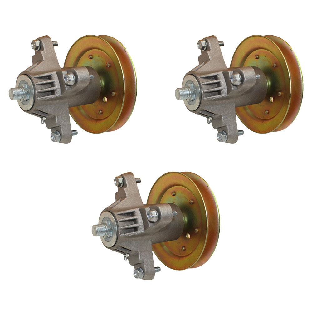Qty 3: Spindle Assembly with Pulley
 Fits Yard Machine Replaces 618-04474