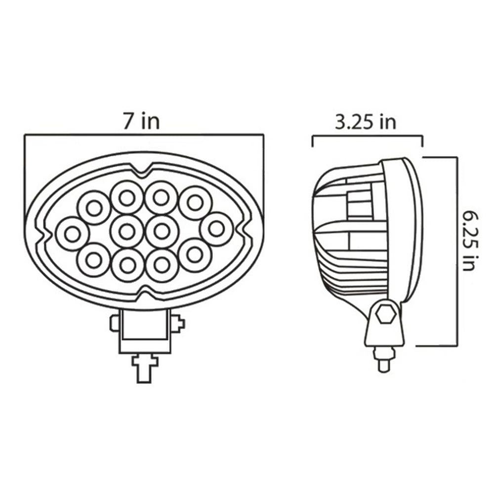 LED-640F Oval LED Flood Beam Light Cab Lamp with 2500 Lumens