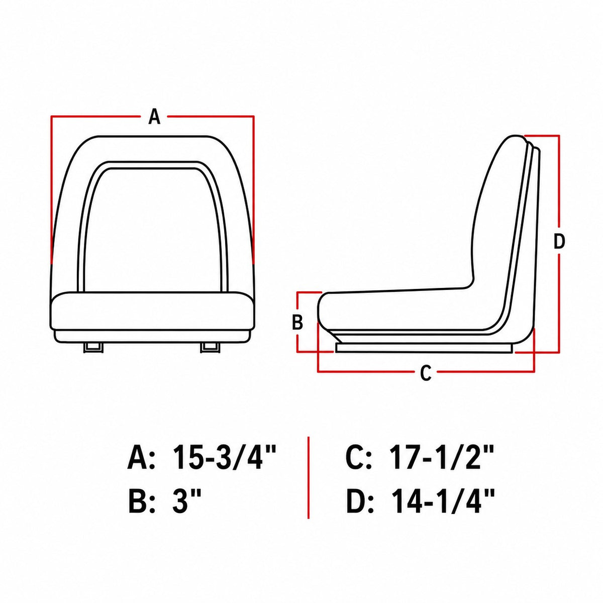 Black Seat with Slide Tracks Fits Kubota Replaces 3106006M91-1