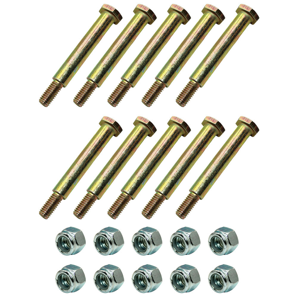 Ten Deck Wheel Shoulder Bolts and Lock Nuts Fits John Deere M84691 Lawn Mowers