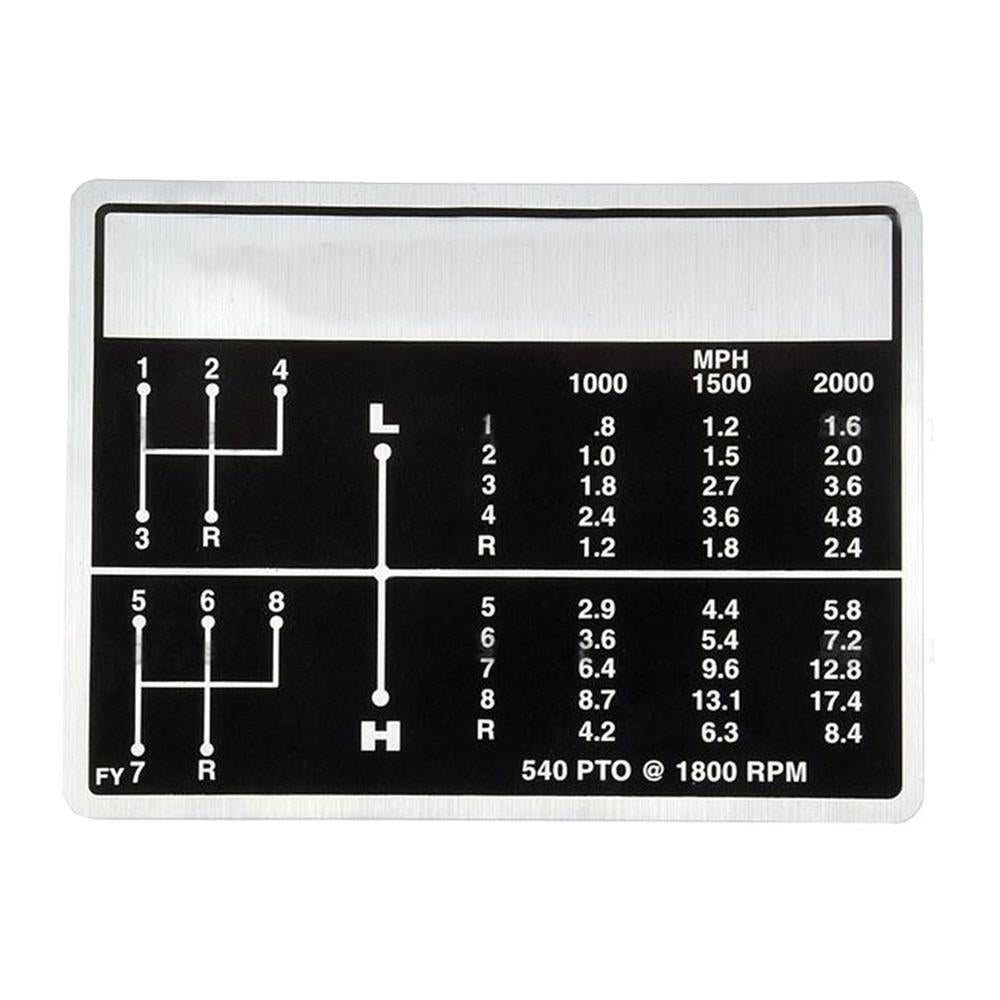 C5NN7B292FY Shift Pattern Decal Fits Ford Tractor 2000 3000 (2600 3600 231 7/76)