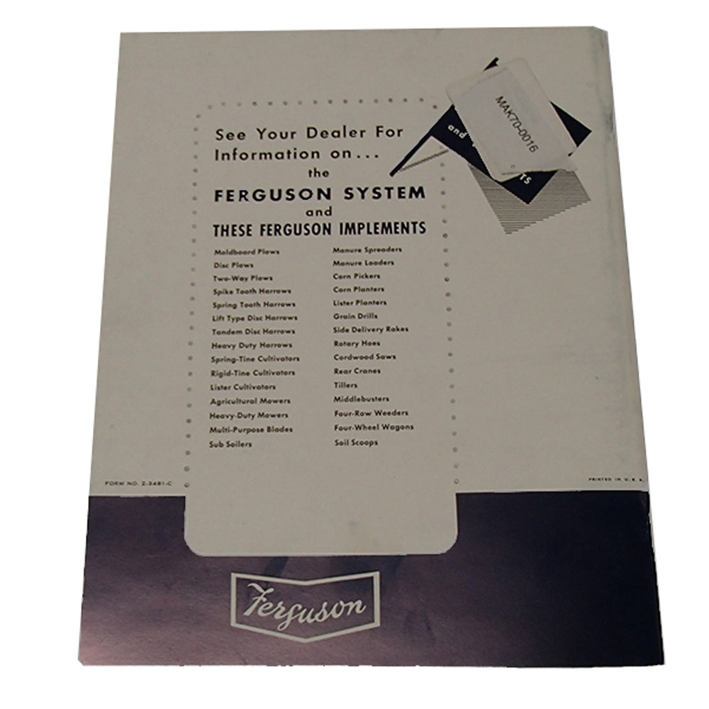 Owners Manual Fits Massey Ferguson MF Tractor TO30