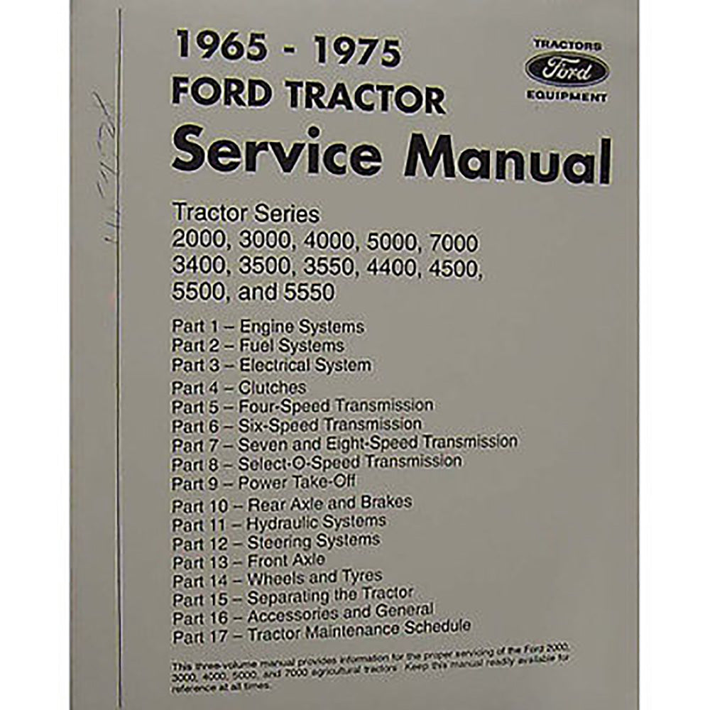65-75 Shop Manual Fits Ford New Holland 2000 3000 3400 3500 4400 4500 5000