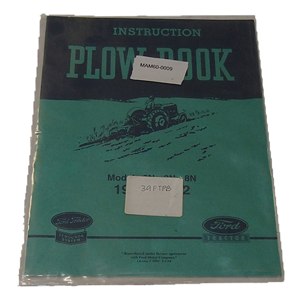 Tractor Plow Book Fits Ford 2N 8N 8N Covers Years 1939 - 1952