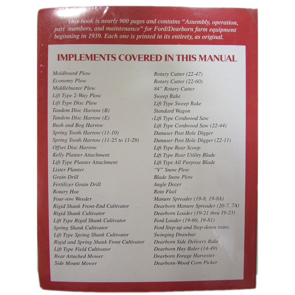 39FTIM Common Implements Used with Fits Ford Tractors 1939-1953 Assembly Instruc