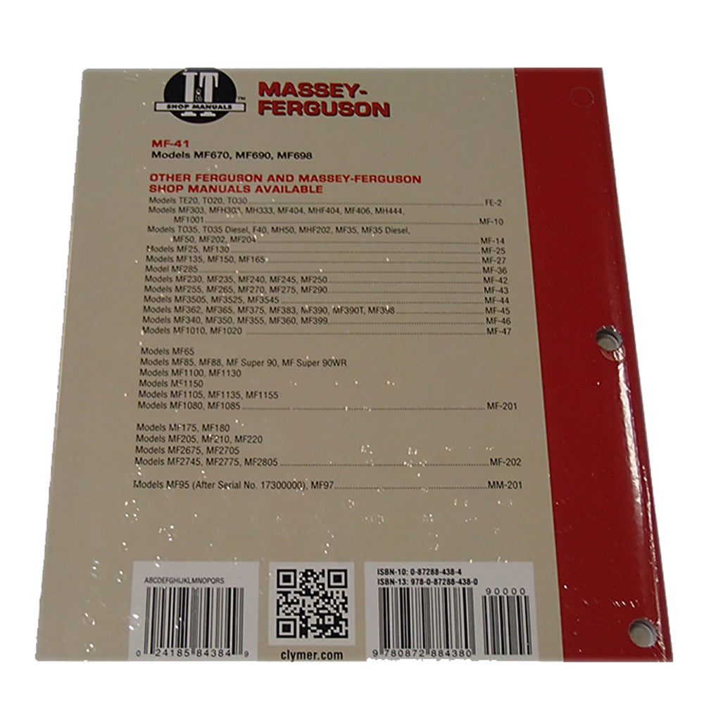 Service Manual Fits Massey Ferguson Replaces MF-41