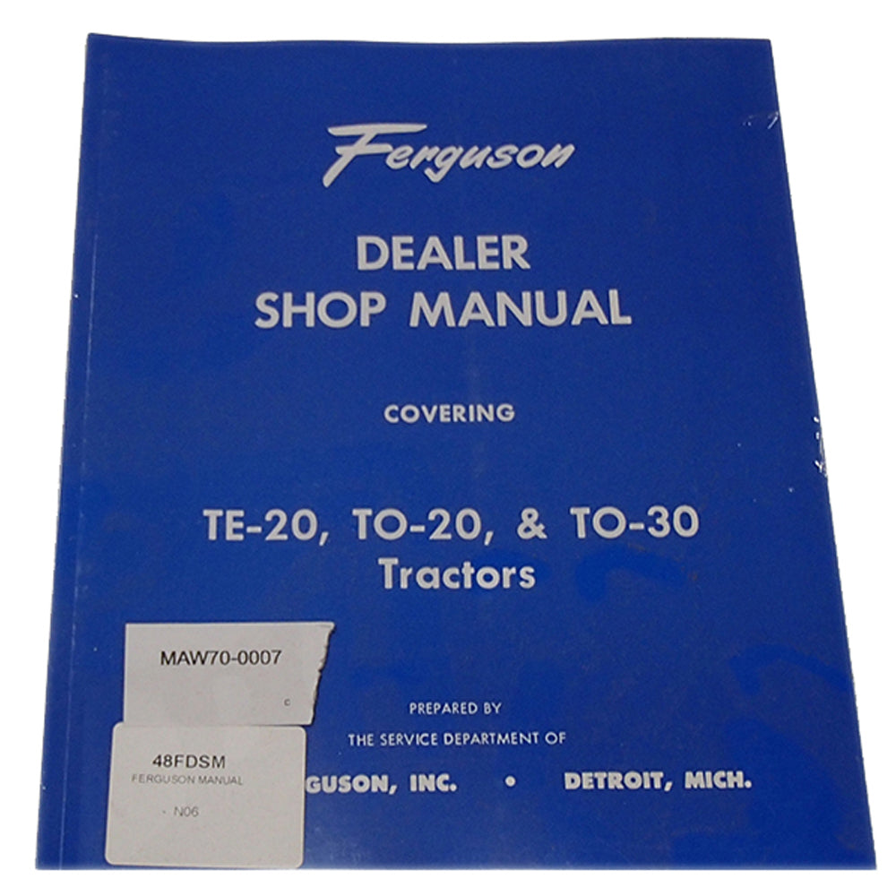 S.22548 Service Manual - Fits Massey Ferguson Models TE20, TO20, TO30