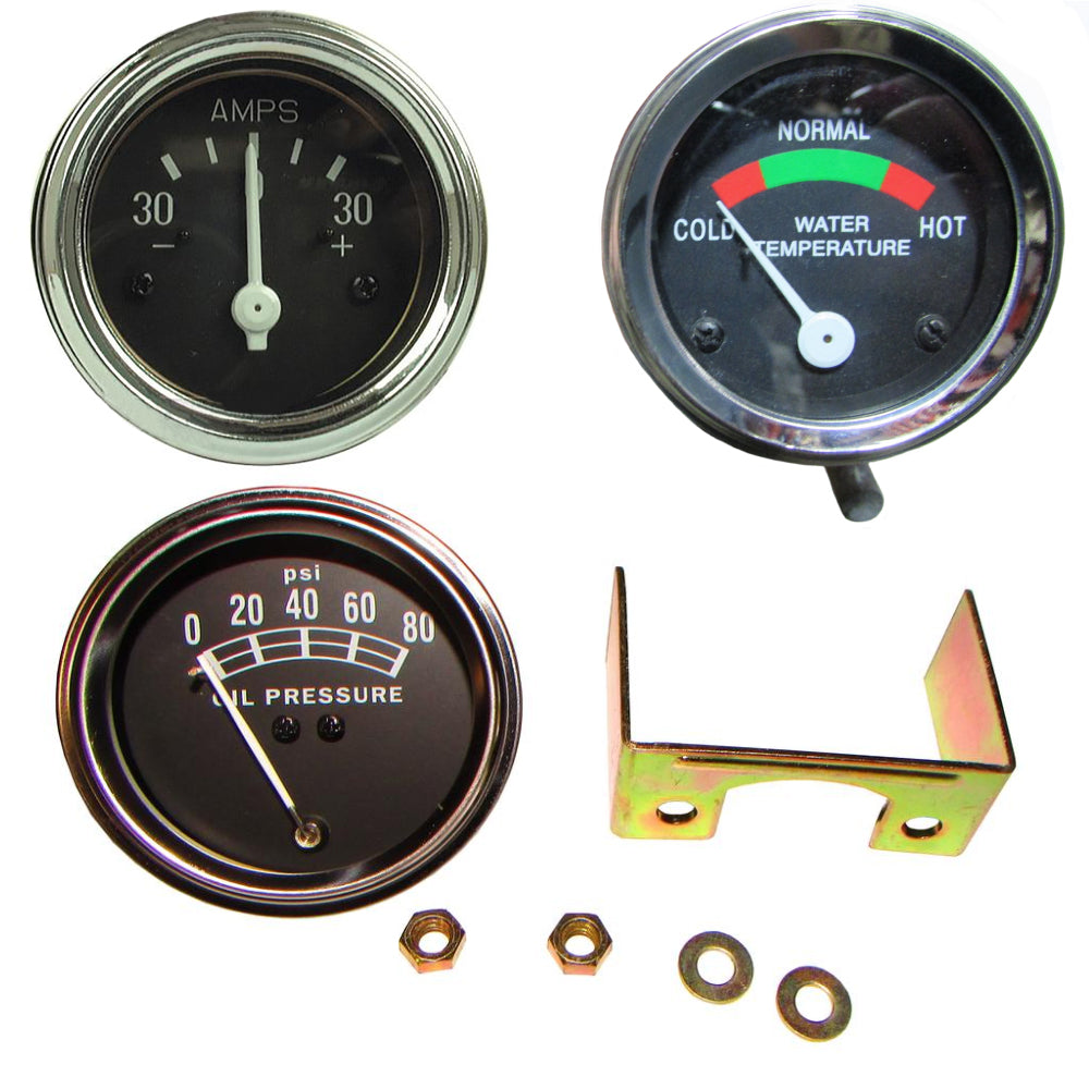 Oil Pressure, Ammeter, and Water Temp Gauge Set Fits David Brown Replaces K11638