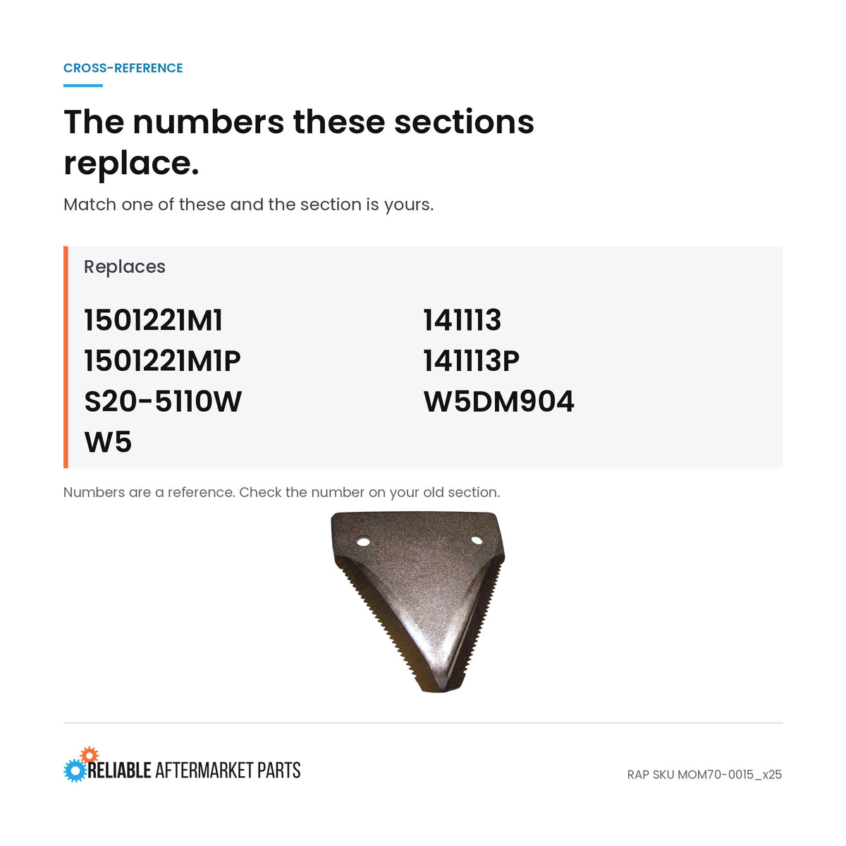 Qty 25: 14ga Under Serrated Black Sickle Section Fits Case Replaces 084CA