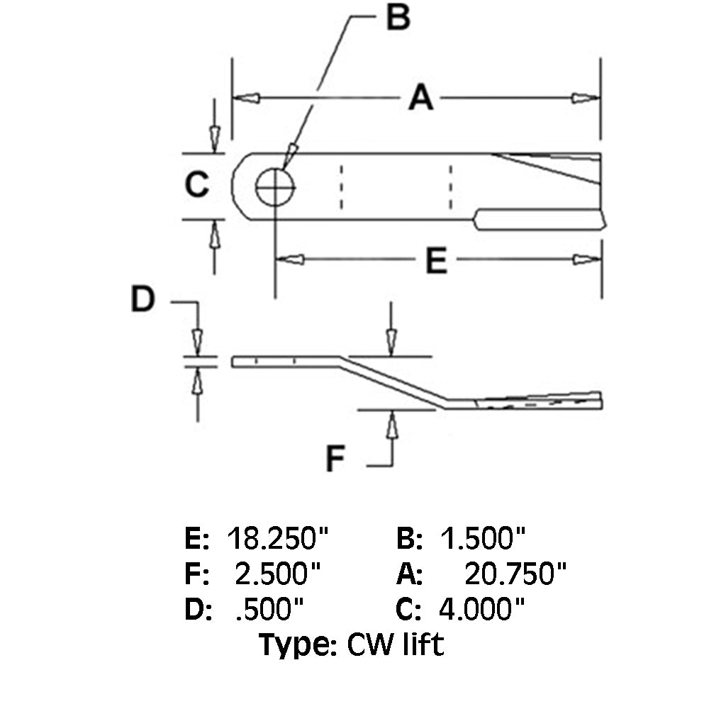 86665 CW Lift Rotary Cutter Blade Fits Bush Hog 13368 3008 3214 3368