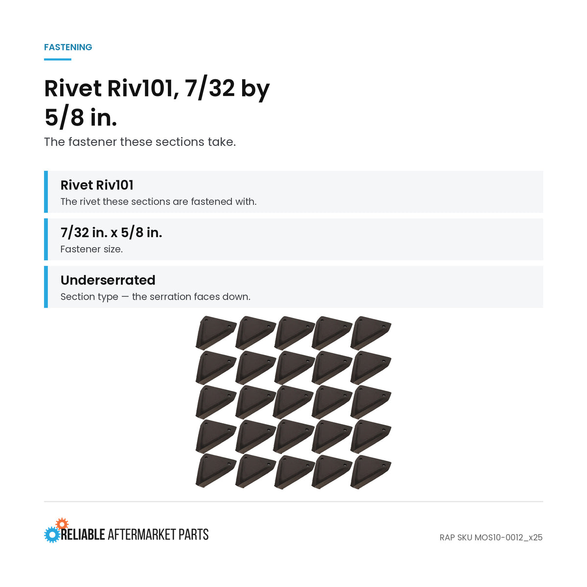 25 Sickle Sections 3 in Under Serrated Fits Case IH 100 1000 1100 1300