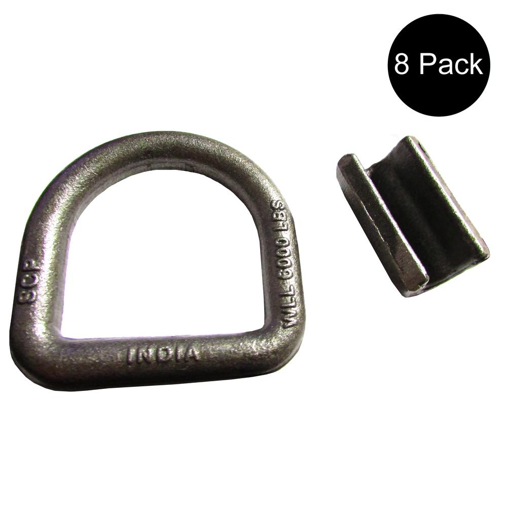 8 Pack 5/8" Heavy Duty Weld-On Forged D-Ring 18,000 Lbs