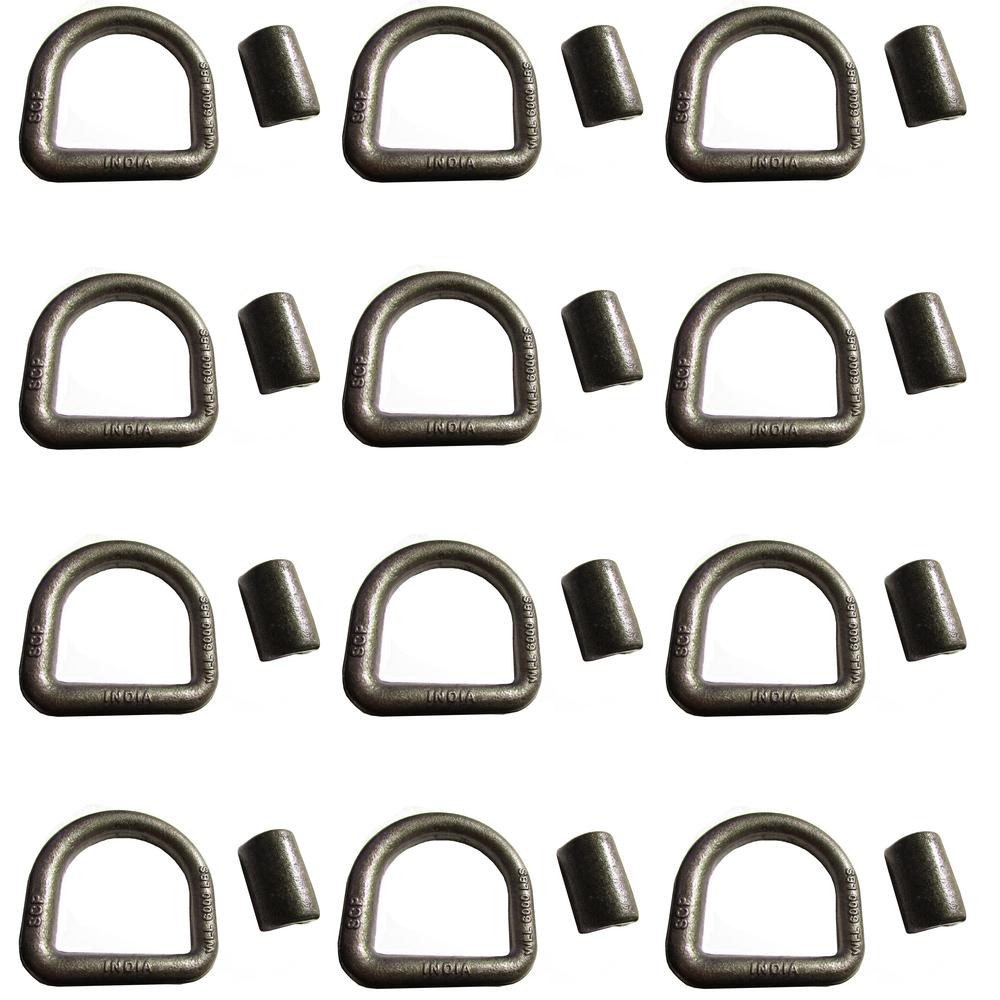 (12) 5/8" D-Ring Weld On Tie-Down Flatbed Truck Trailer Chain Straps w DOT WLL