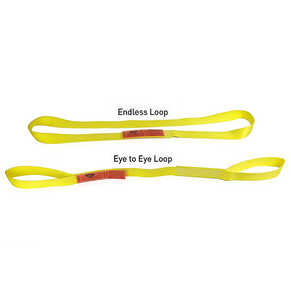 Eye to Eye Nylon Sling with Heavy Duty Webbing 6 Feet Long 2 Inches Wide
