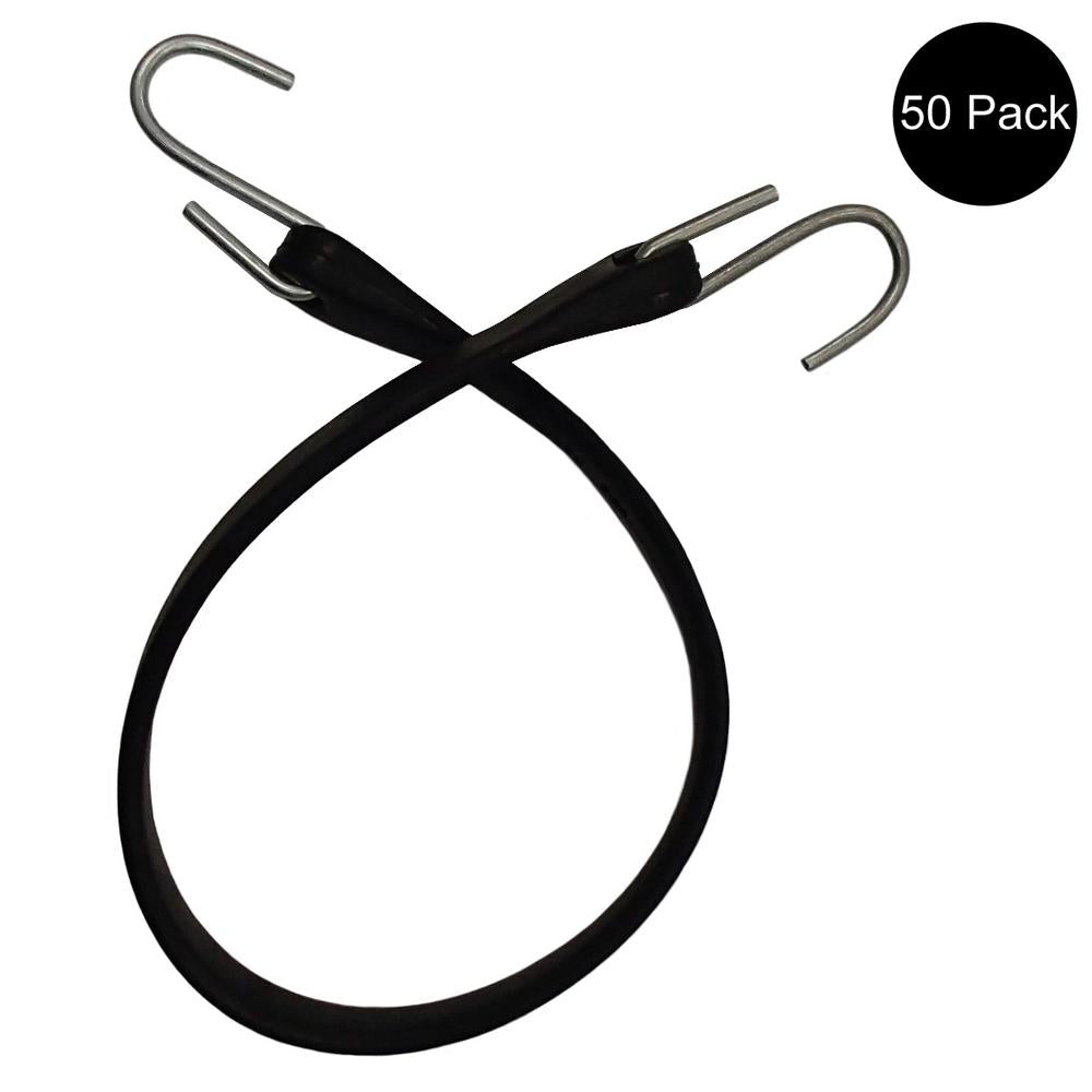 50 Tarp Straps, 21" Natural Rubber Bungee Cord Flatbed/Canvas Strap Tie-Downs