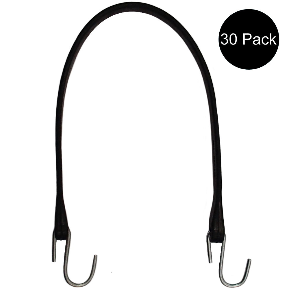 (30) 21" Rubber Tarp Straps Black Heavy Duty w/ Hooks Natural Fasten Bungee Cord