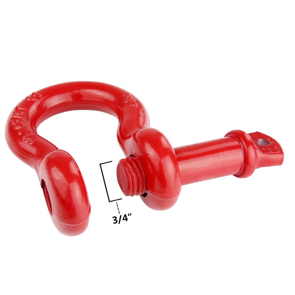 One 3/4" Red 4.75 Ton D-Ring Bow Shackle Heavy Duty for 4x4 ATV RV Bumper