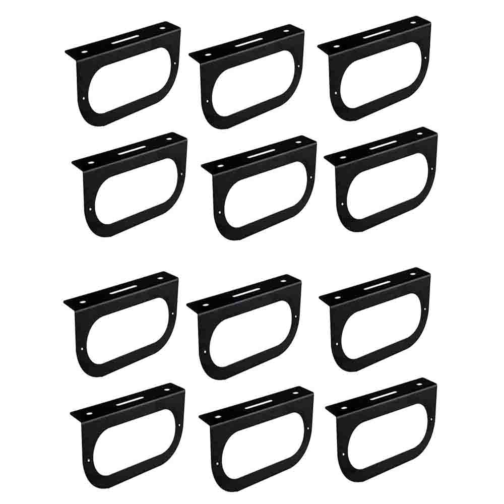 (12) Black 6" Inch Oval Brake Light Mounting Brackets for Truck RVs Campers