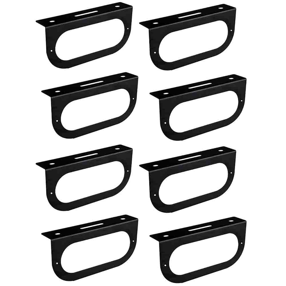(8) Black 6" Inch Oval Brake Light Mounting Brackets for Truck RVs Campers