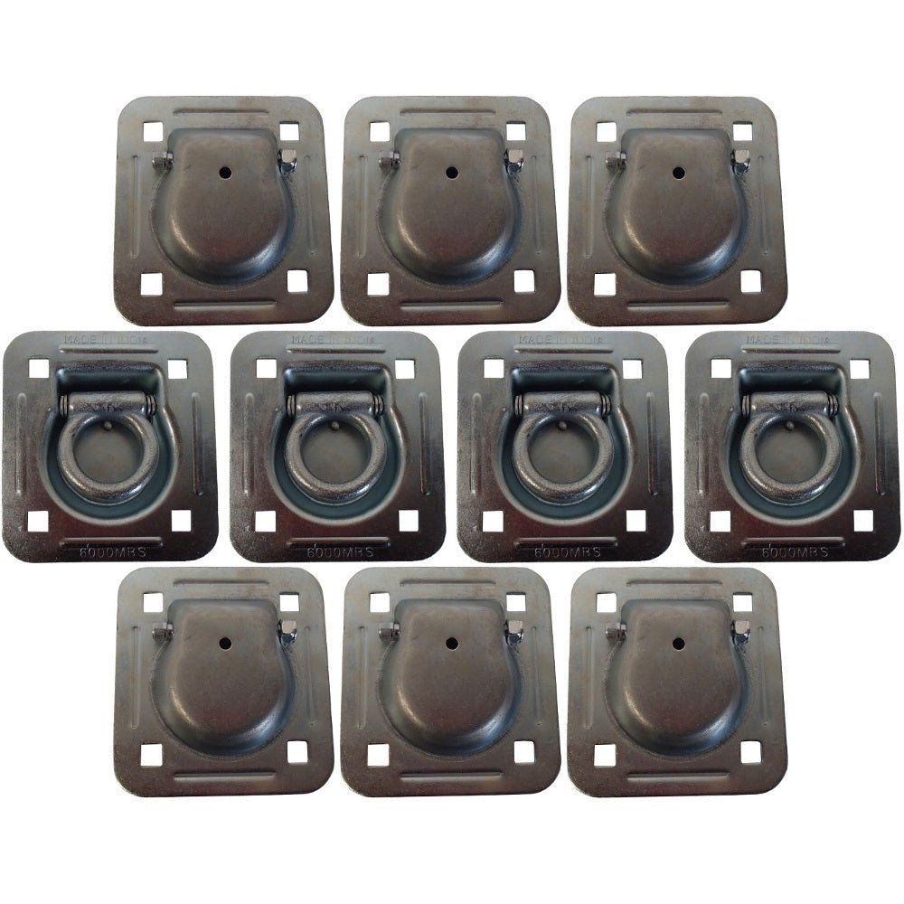 10 Square Recessed D-Ring - 1-1/2" Bolt-on 6000 lbs MBS For Trailer Flatbed