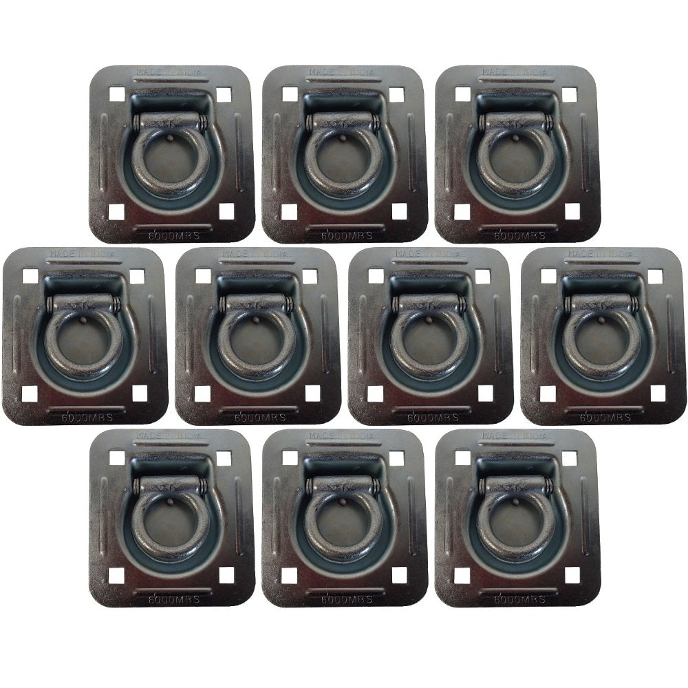 10 Square Recessed D-Ring - 1-1/2" Bolt-on 6000 lbs MBS For Trailer Flatbed