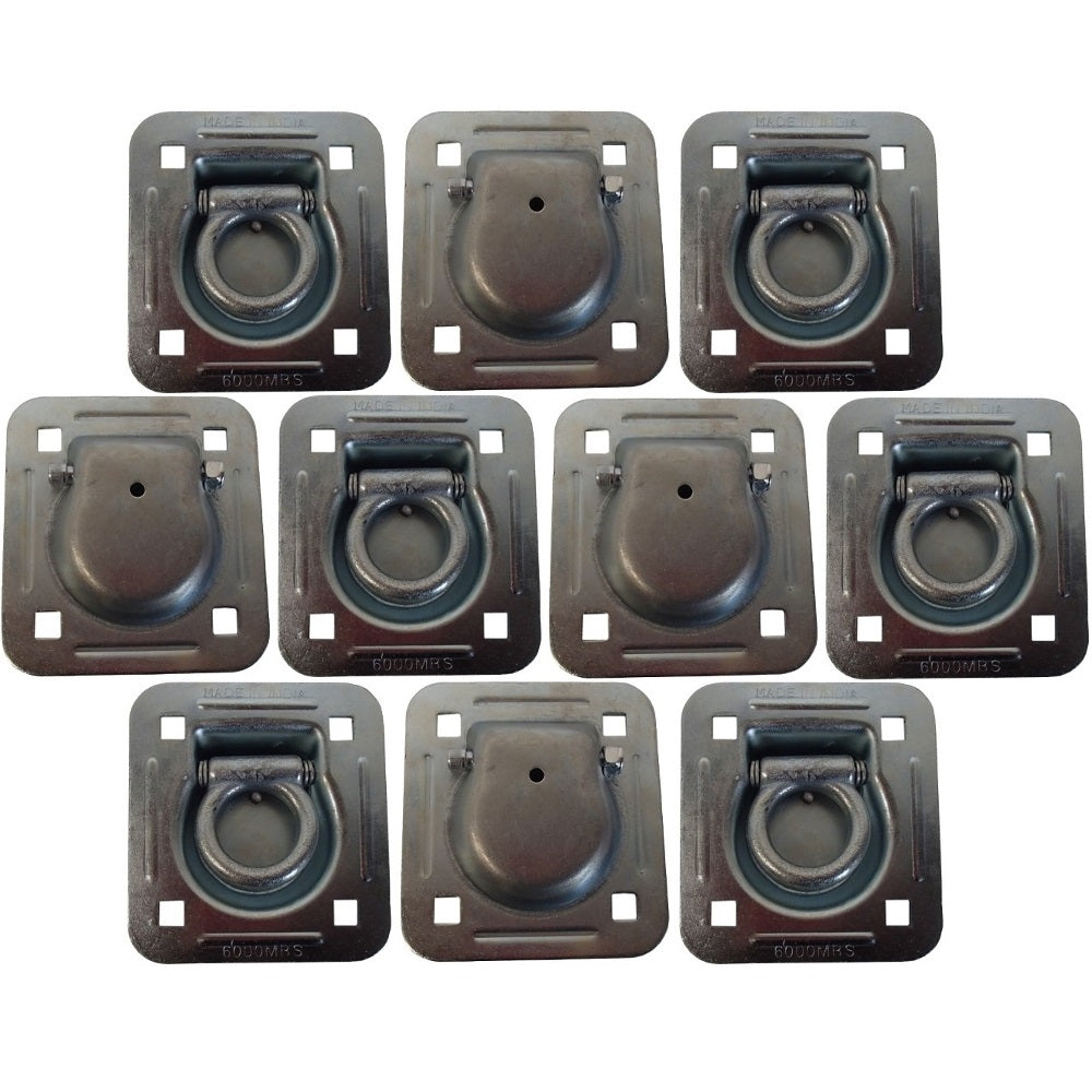 10 Square Recessed D-Ring - 1-1/2" Bolt-on 6000 lbs MBS For Trailer Flatbed