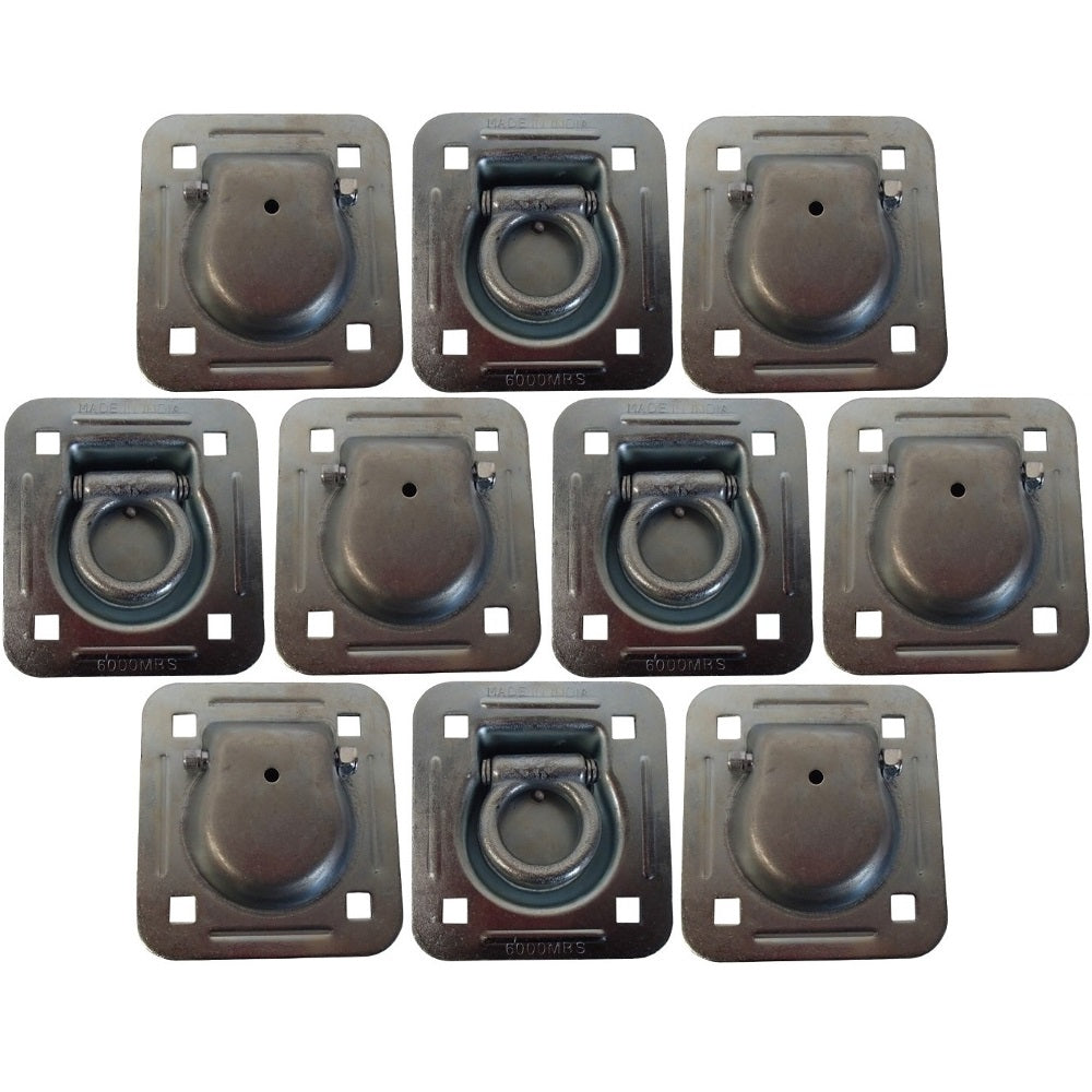 10 Square Recessed D-Ring - 1-1/2" Bolt-on 6000 lbs MBS For Trailer Flatbed
