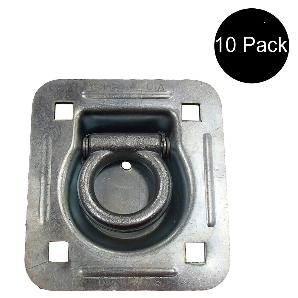 10 Square Recessed D-Ring - 1-1/2" Bolt-on 6000 lbs MBS For Trailer Flatbed