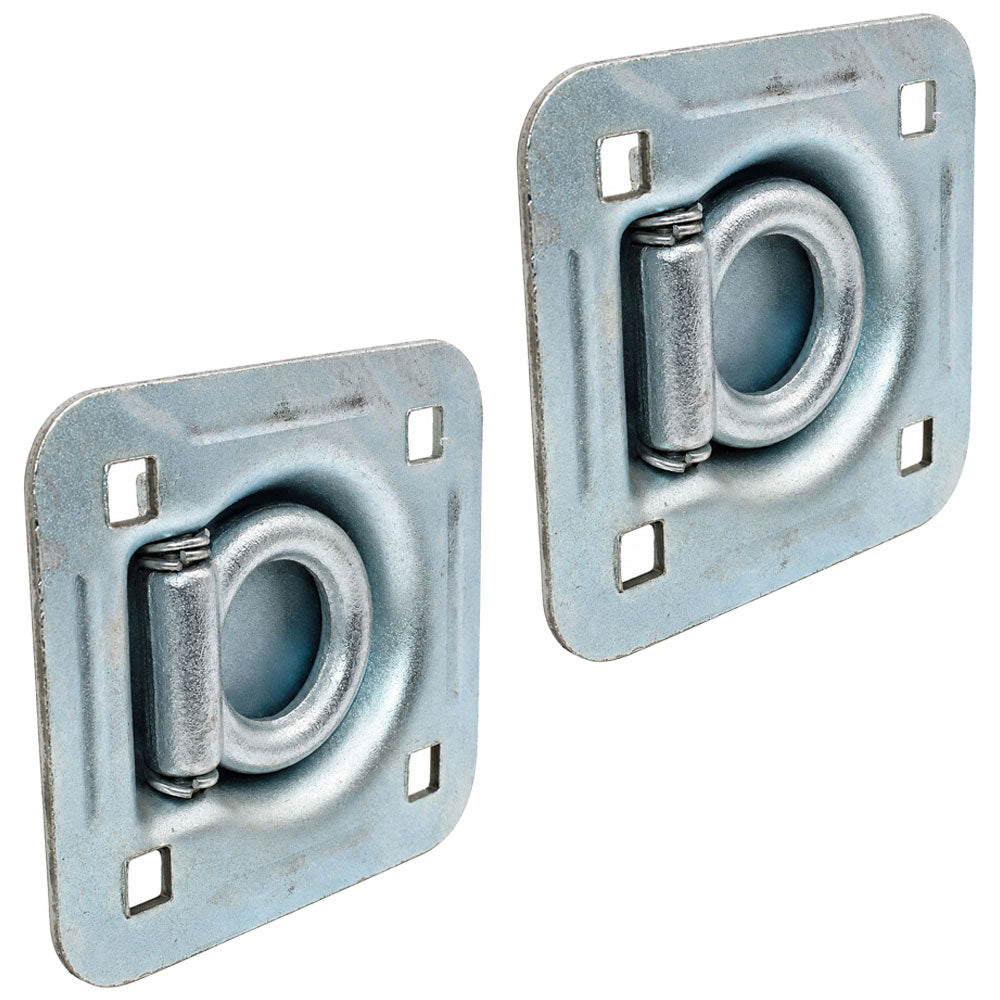 (2) Square Recessed D-Ring - 1-1/2" Bolt-on 6000 lbs MBS For Trailers Flatbeds