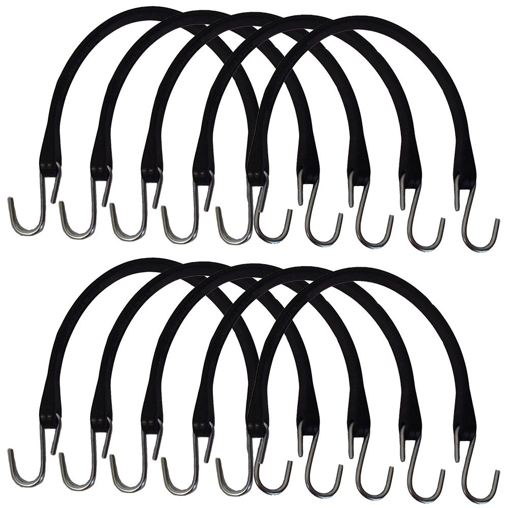 (10) 15" HD Rubber Tarp Straps Flatbed Truck Tarp Tie-Down & Tire Chain Bungee