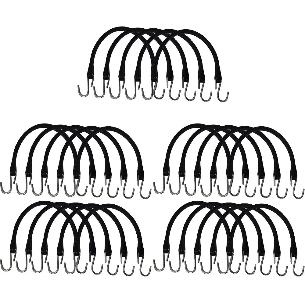 (25) Heavy Duty 15" Natural Rubber Tarp Straps w/ S-Hooks Bungee Cord Tie-Downs