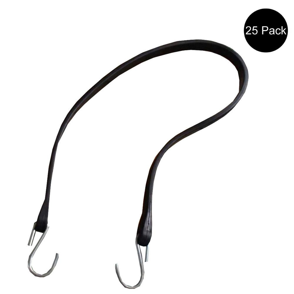 25 Pack 41" Heavy Duty Natural Rubber Tarp Straps Tarp Tie Down Bungee Cords