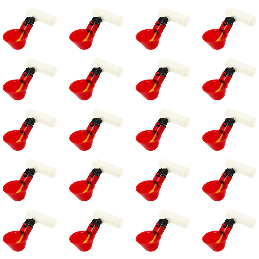 Twenty (20) Automatic Waterer Drinker Cups and Clear Tee Fitting Chicken Poultry