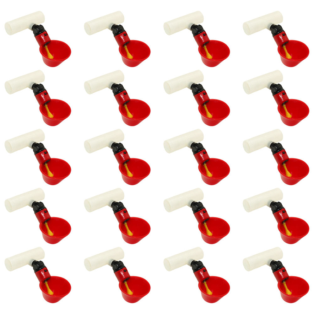 Twenty (20) Automatic Waterer Drinker Cups and Clear Tee Fitting Chicken Poultry
