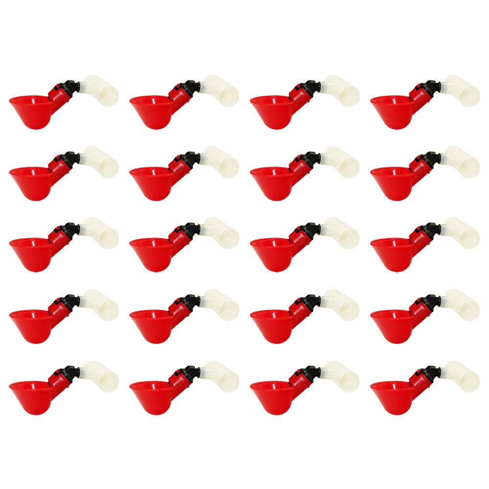 Twenty (20) Automatic Waterer Drinker Cups and Clear Tee Fitting Chicken Poultry