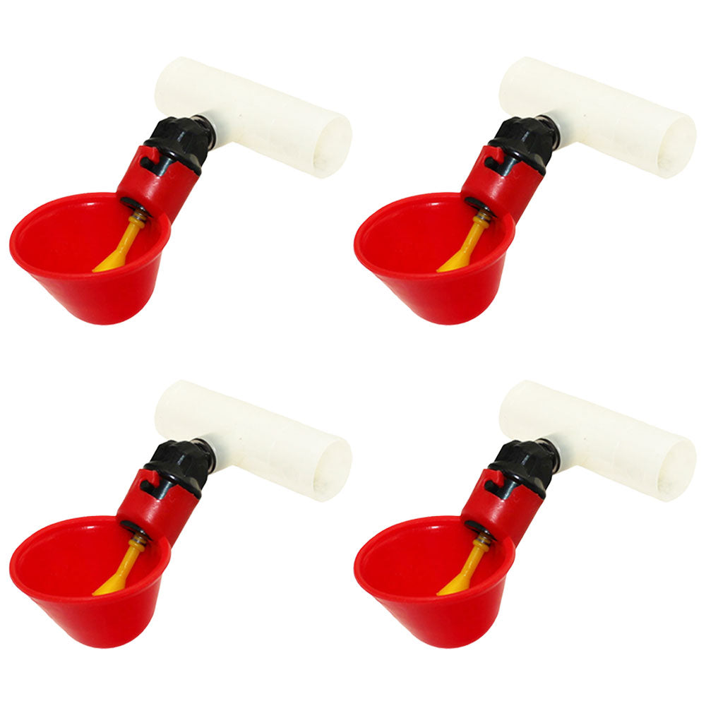 Qty 4: Automatic Drinker Cup w/ PVC Fitting Fits Universal Products
