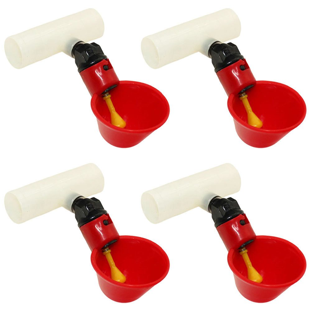 Qty 4: Automatic Drinker Cup w/ PVC Fitting Fits Universal Products