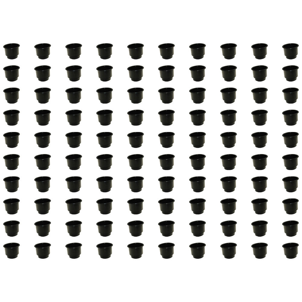 (100 Pack)- Boat Cup Holders 3-5/8, Black Plastic for Pontoon Boat RV Car Truck